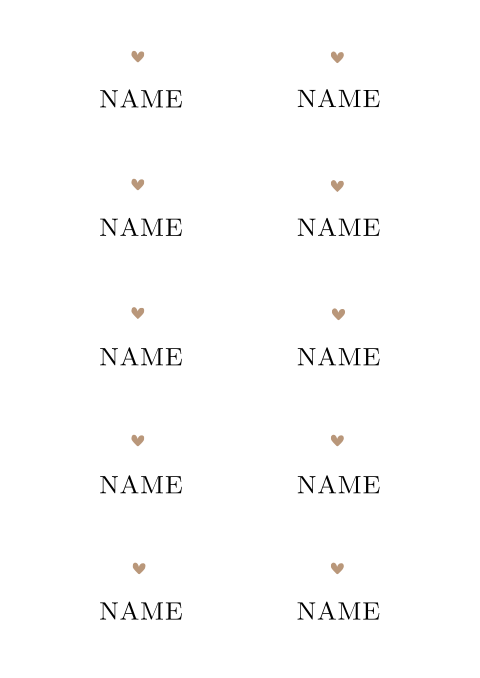 Namenskarten mit Herzchen
