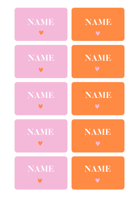 Typografische Namenskarten mit Colourblocking