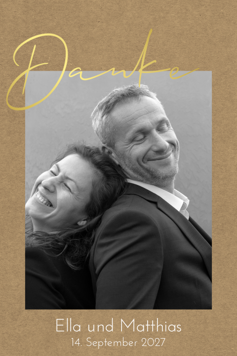 Danksagung Silberne Hochzeit im Kraft-Look mit großem Foto