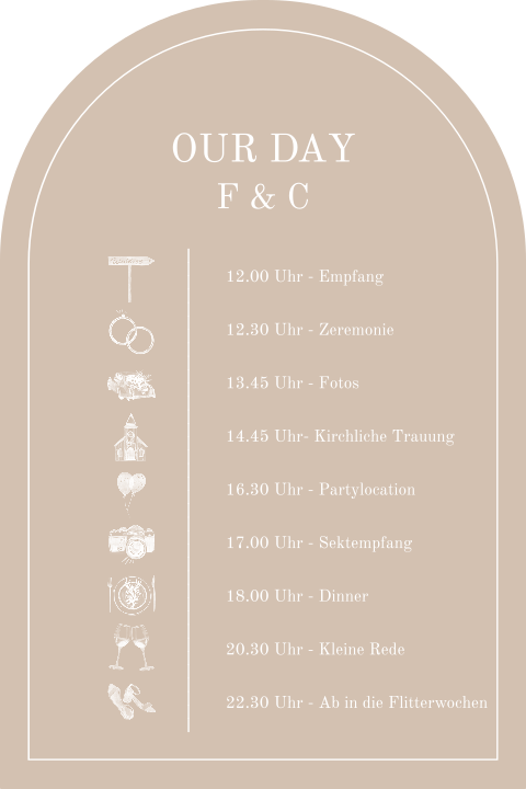 Beige Tagesprogrammkarte in Bogenform