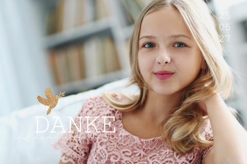Dankeskarte Konfirmation mit runden Ecken und dezenten Blumen