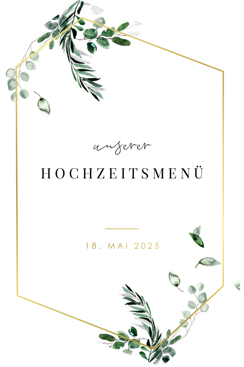 Besondere Menükarte mit Zweigen und Blättern