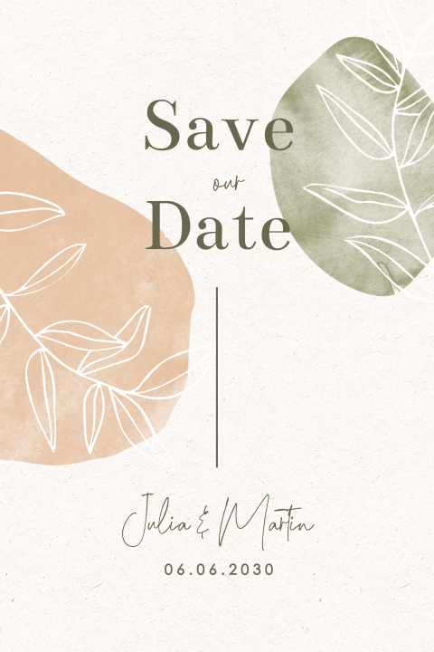 Save the Date Karte mit Zweigen und Aquarell