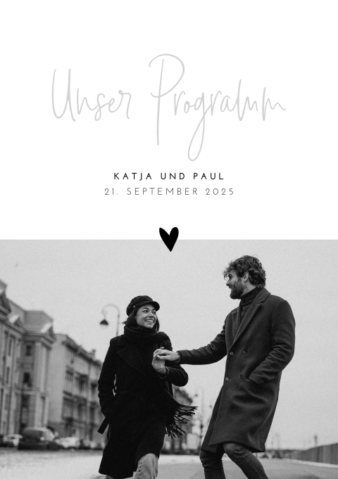 Stilvolles Programmheft in Schwarz Weiss mit Foto