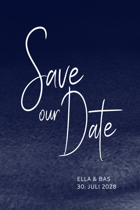 Moderne Save the date Karte mit tiefblauem Hintergrund