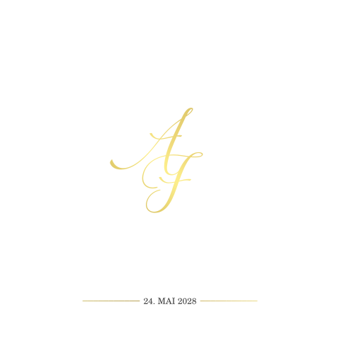 Klassische Hochzeitseinladung mit Goldfolie und Initialen