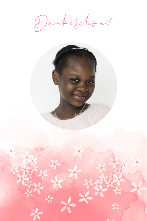 Aquarellierte Kommunionskarte mit Blumen und Aquarell