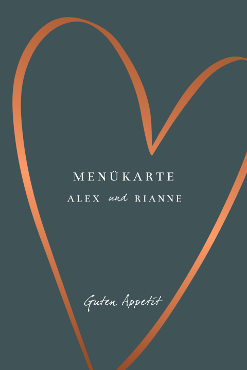 Moderne Menükarte mit großem Herz