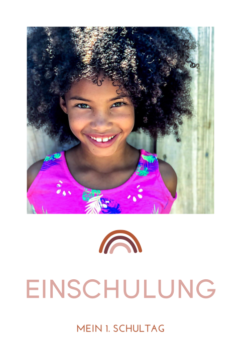 Einladung zur Einschulung mit Foto und Regenbogen