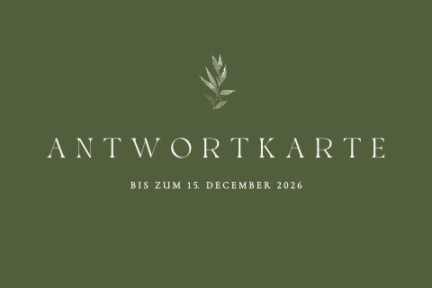 Grüne Antwortkarte mit kleinem Aquarell-Zweig