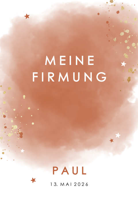 Einladung zur Firmung im Rot-Gold-Look