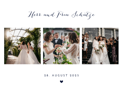 Hochzeitsposter mit 3 Fotos und Datum