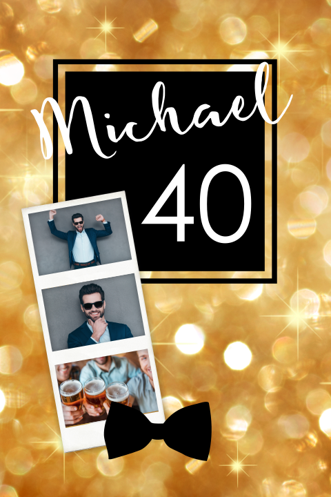 Stilvolle Einladung zum 40. mit Platz für eigene Fotos