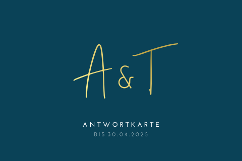 Antwortkarte in Blau mit schicker Goldfolie