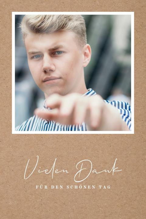 Dankeskarte Konfirmation mit Kraft-Look Hintergrund und Foto