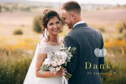 Tolle Dankeskarte Hochzeit mit Foto und Fingerabdrücken
