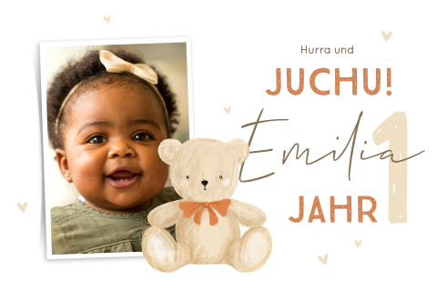 Einladung zum Kindergeburtstag mit süßer Teddy Illustration