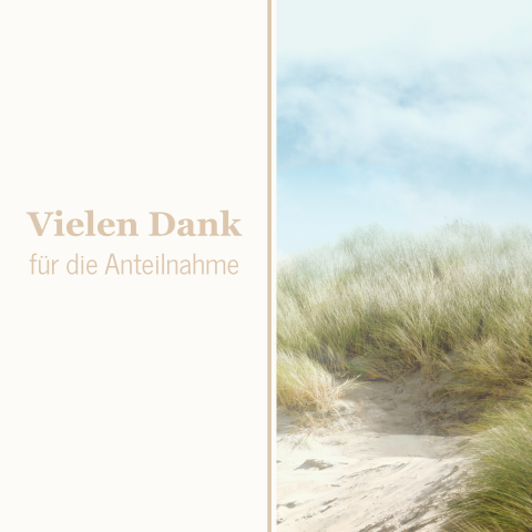 Trauer Danksagung mit Dünen Hintergrund oder persönlichem Foto