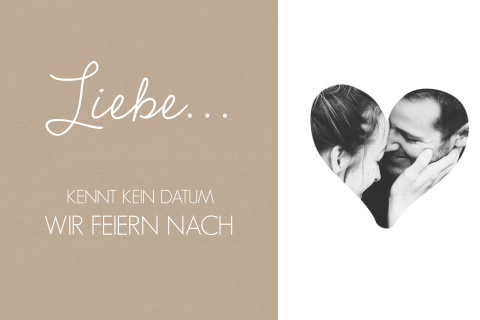 Kraftpapier-Look Change the Date Karte mit herzförmigen Foto