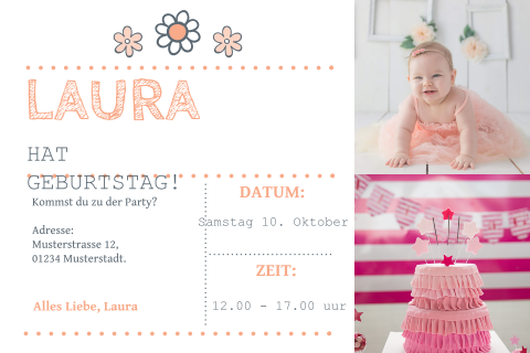 Niedliche Einladungskarte mit Fotos