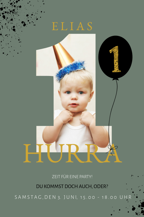 Niedliche Einladung zum 1. Geburtstag mit eigenem Foto