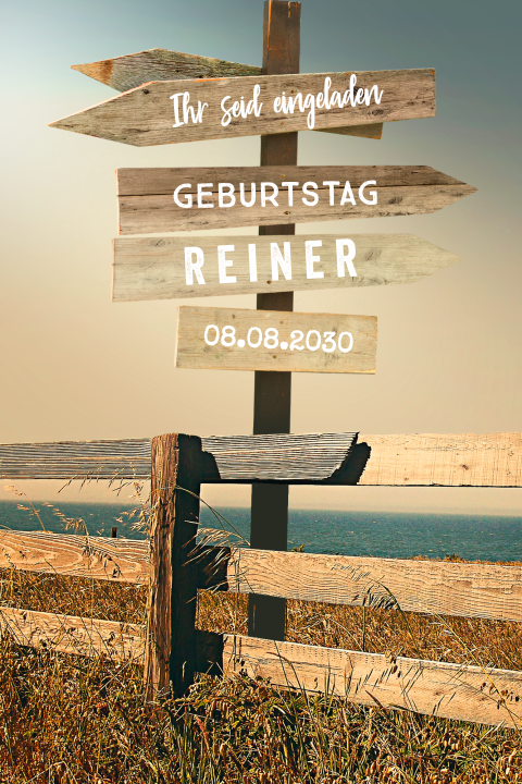 Einladungskarte zum 60 in trendy Design mit Wegweiser