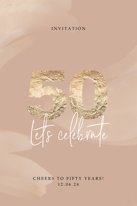 Einladung zum 50 Geburtstag mit Goldpapierlook