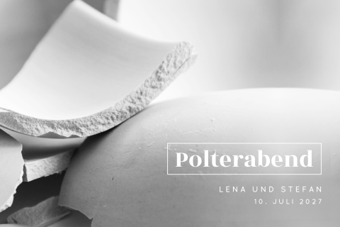 Polterabend-Einladung mit Porzellan