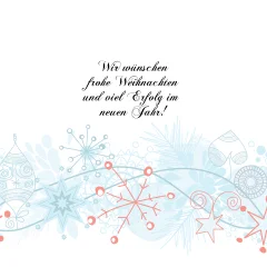 Stimmungsvolle Weihnachtskarte in Blau und Rot