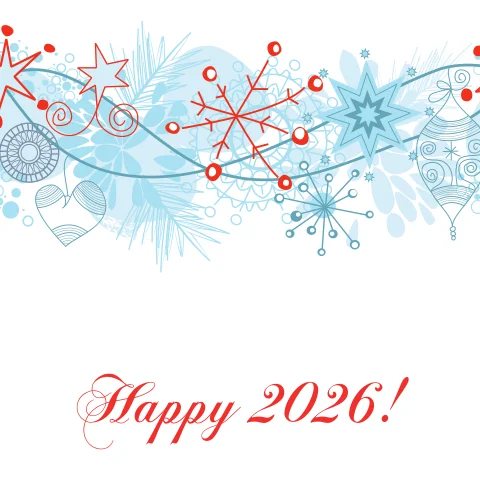 Stimmungsvolle Weihnachtskarte in Blau und Rot