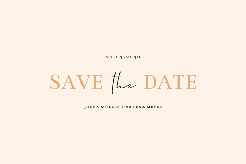Minimalistische Save the Date-Karte im Sandton