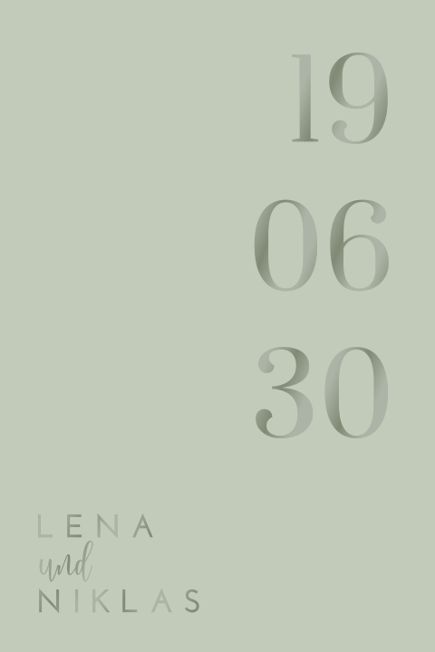 Hellgrüne minimalistische Hochzeitskarte mit Hochglanz