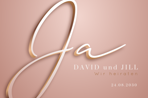 Stilvolle Hochzeitseinladung in Altrosa