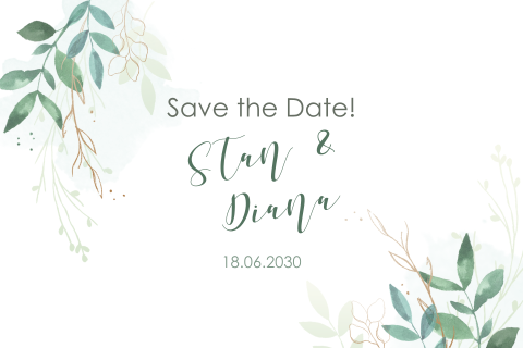 Save the date Karte mit Aquarellblättern