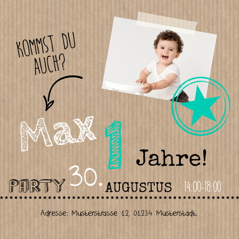 Einladung zum Kindergeburtstag eines Jungen