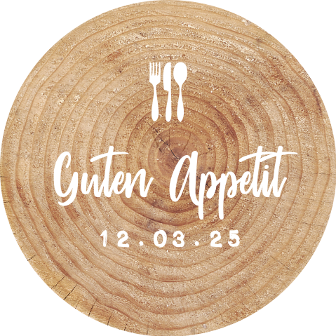 Dinner-Aufkleber mit robustem Holz-Look