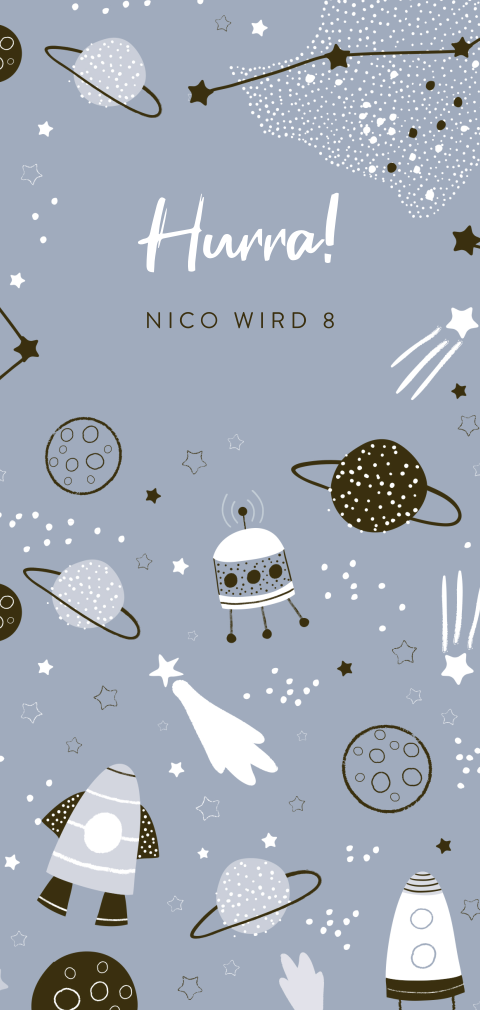 Kindergeburtstag-Einladung Universum