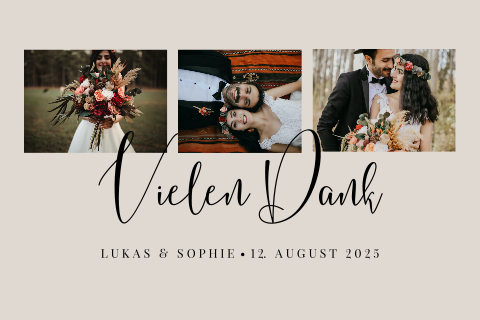 Dankeskarte Glückwünsche zur Hochzeit mit Fotos
