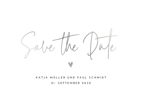 Moderne Save the Date Karte mit Silberfolie