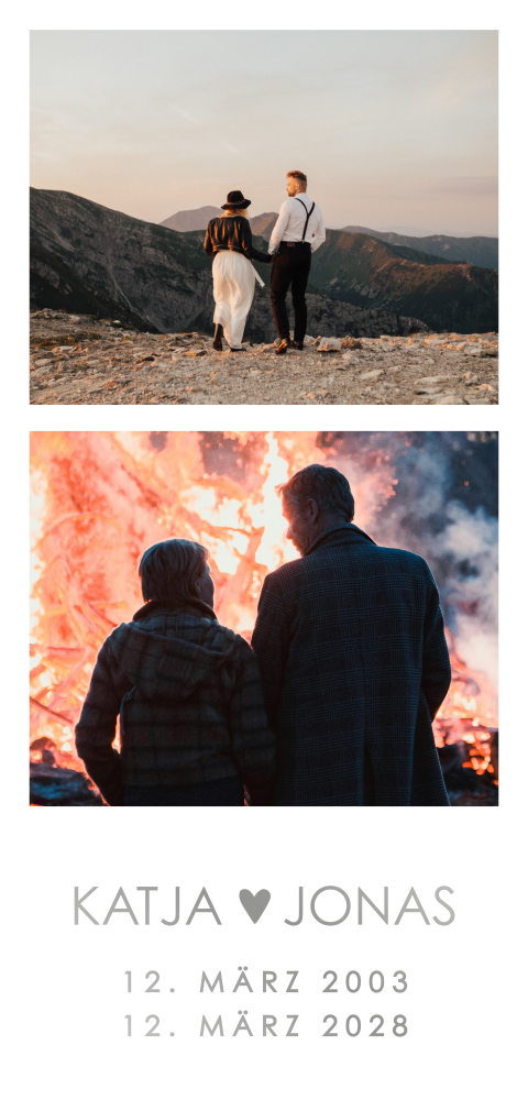 Romantische Einladung zur Silberhochzeit als Fotostreifen mit Herzen