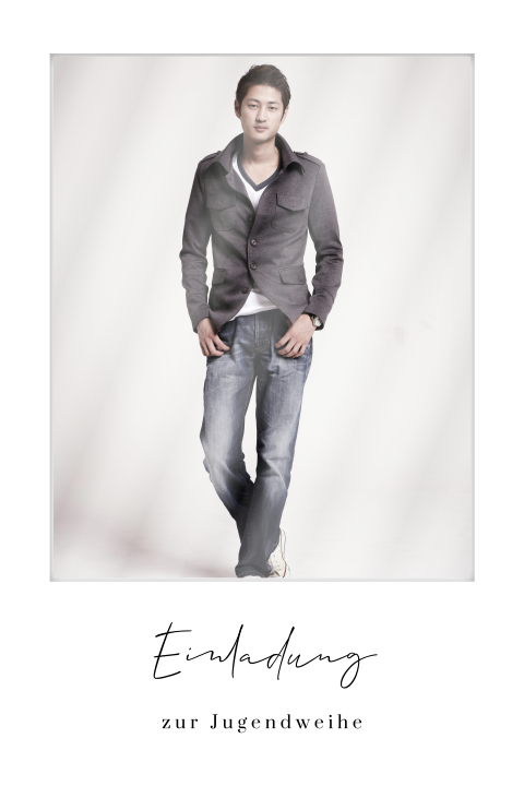 Schlichte Einladung zur Jugendweihe mit Hochglanzfoto