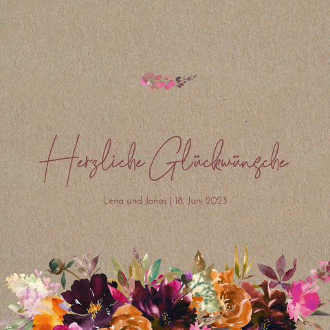 Originelle Gästebuchkarte mit Blütenrand