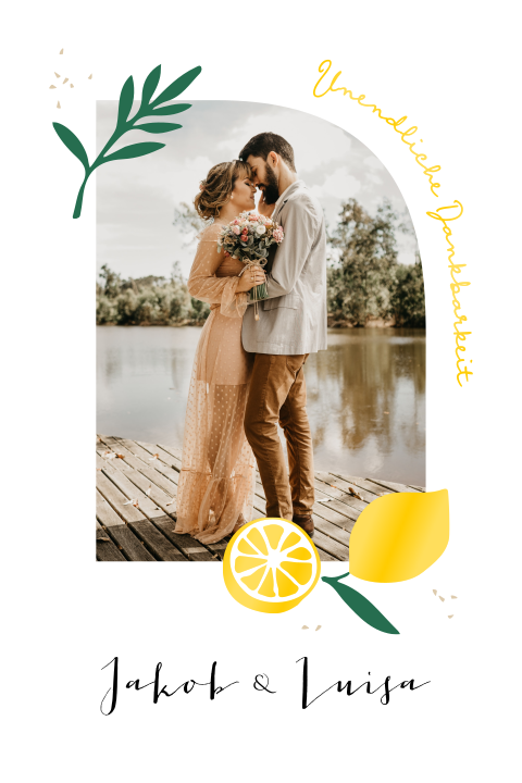 Zitronengarten Dankeskarte Hochzeit mit Foto