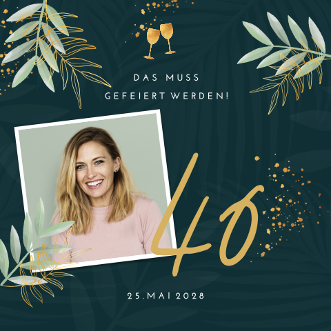 Moderne Einladung zum 40. mit dekorativen Zweigen