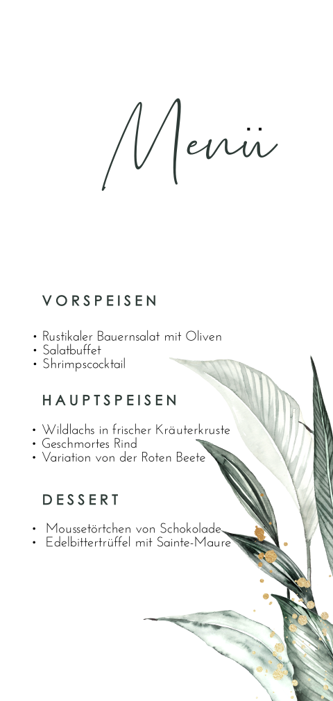 Menükarte mit Blättern