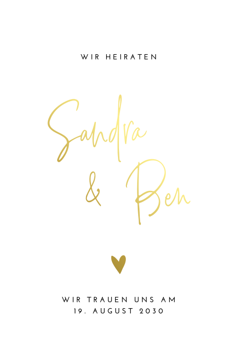 Moderne, schlichte Hochzeitskarte mit Goldfolie