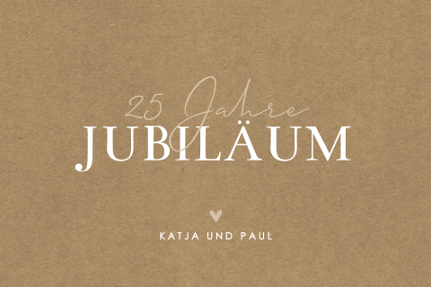 Minimalistische Einladung zur Silberhochzeit in Kraft-Look 