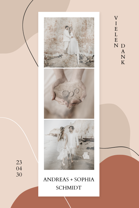 Sanfte Formen Dankeskarte Hochzeit mit Fotostreifen