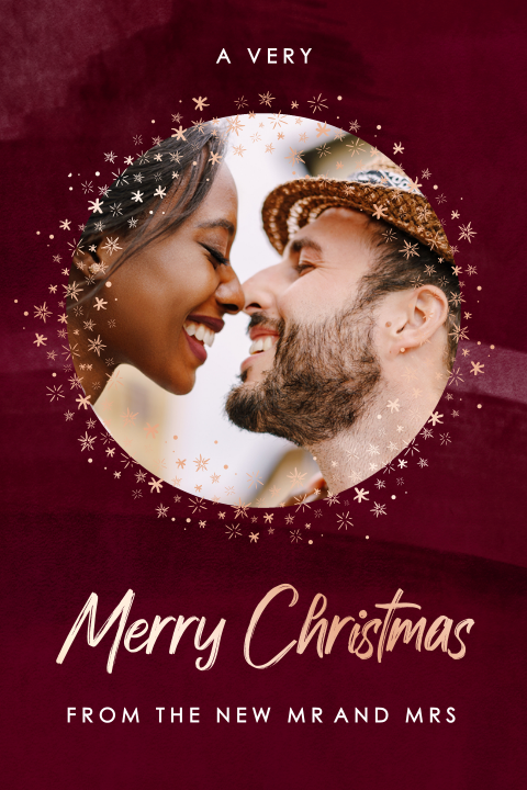 Weihnachts-Dankeskarte mit Foto, Sternen und runden Ecken