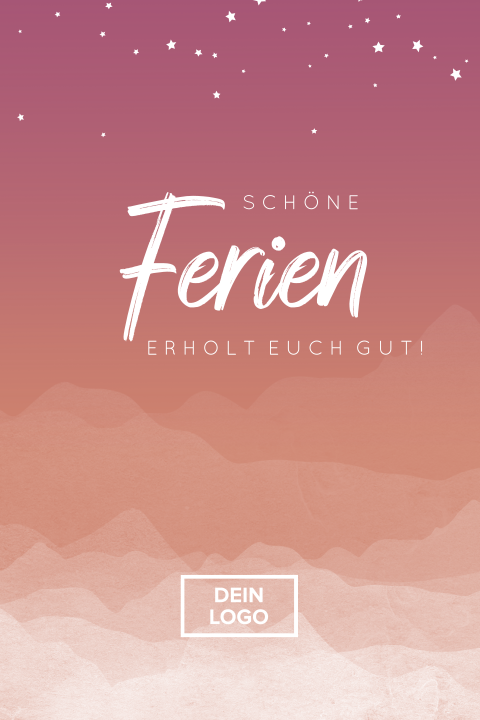 Geschäftliche Dankeskarte mit Berglandschaft und Sternen